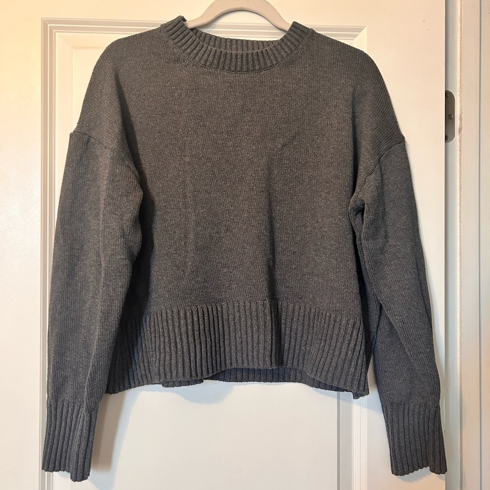 Everlane The Boxy Sweater in Everyday Cotton Charcoal